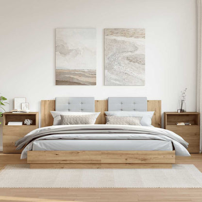 Comodini 2pz Rovere Artigianale 50x32x60cm in Legno Multistrato