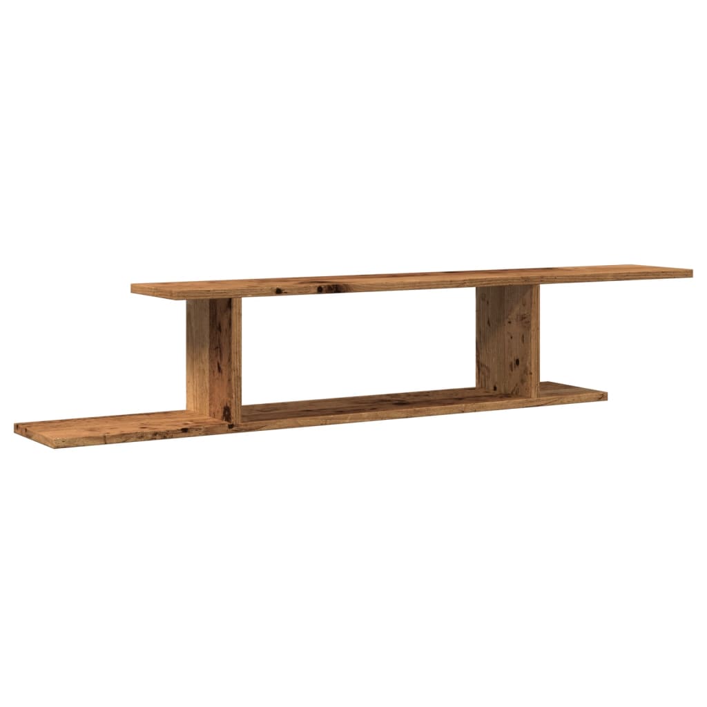 Scaffale TV Parete Legno Antico 125x18x23 cm Legno Multistrato