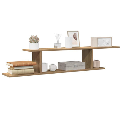 Scaffale TV Parete Rovere Artigianale 125x18x23 cm Truciolato