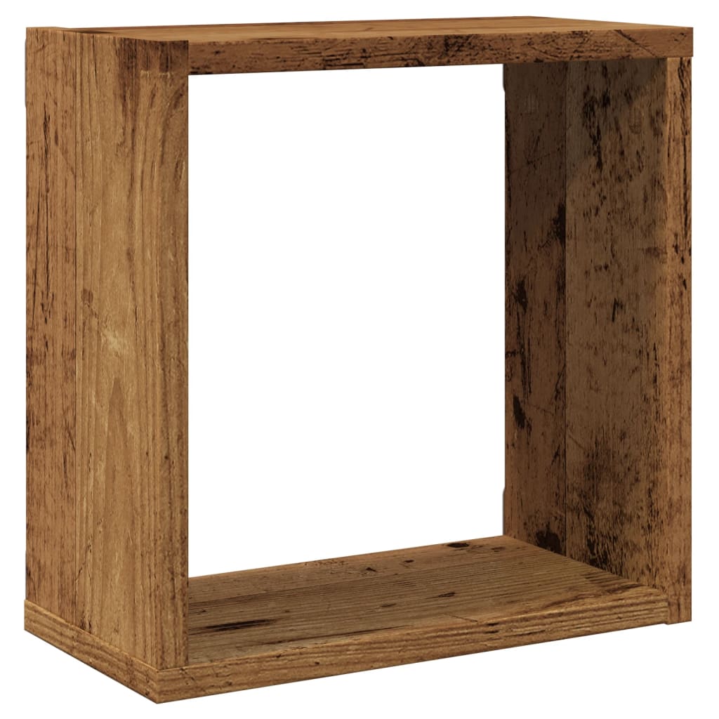 Mensole Parete a Cubo 2 pz Legno Vecchio 30x15x30 cm Truciolato