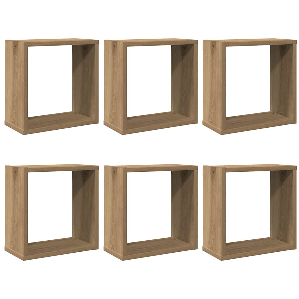 Mensole Parete a Cubo 6 pz Artigianale 30x15x30 cm Truciolato
