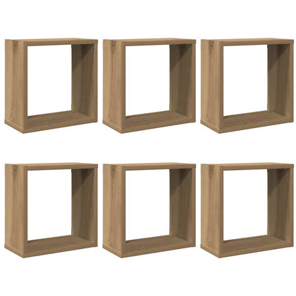 Mensole Parete a Cubo 6 pz Artigianale 30x15x30 cm Truciolato