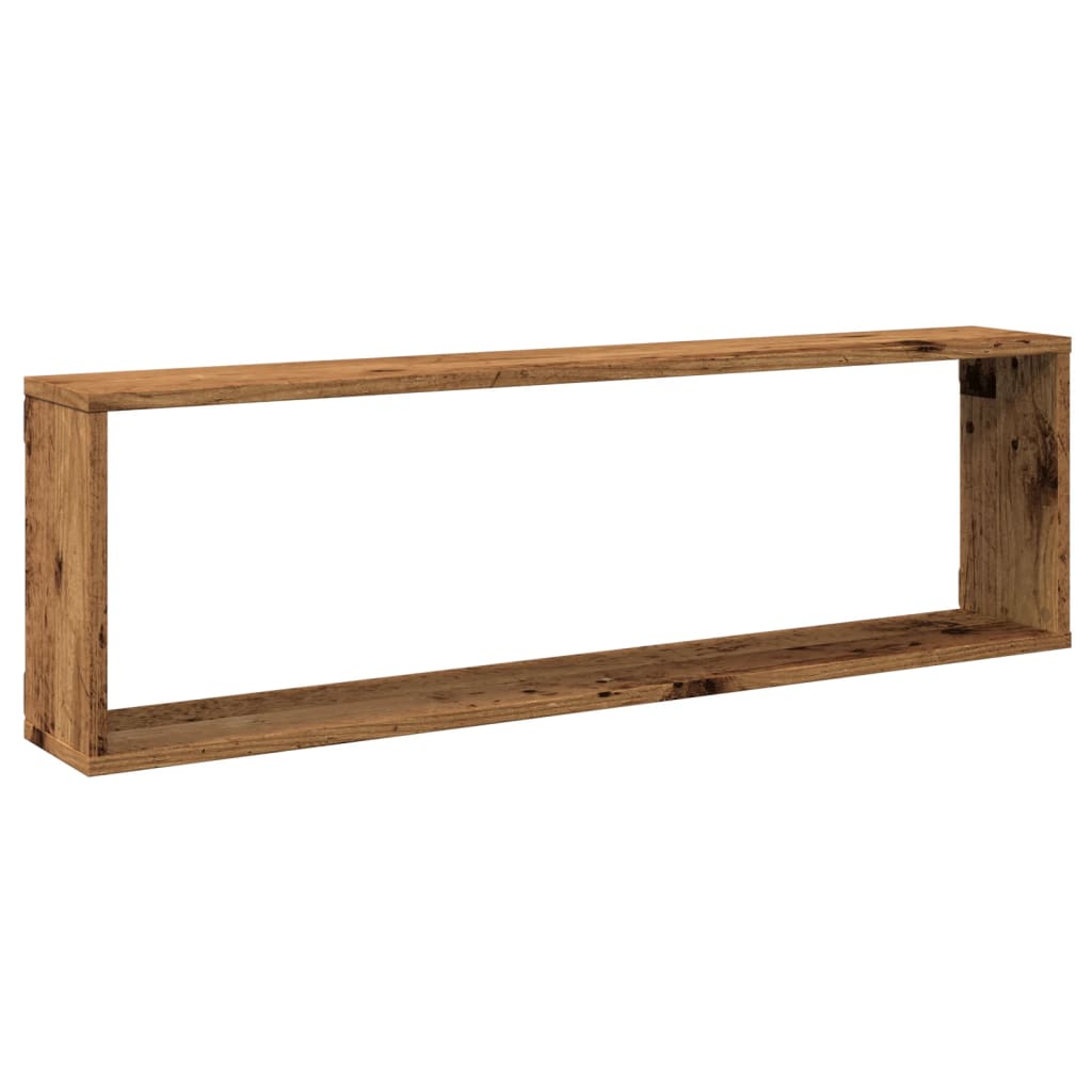 Mensole Parete a Cubo 2 pz Legno Vecchio 100x15x30cm Truciolato
