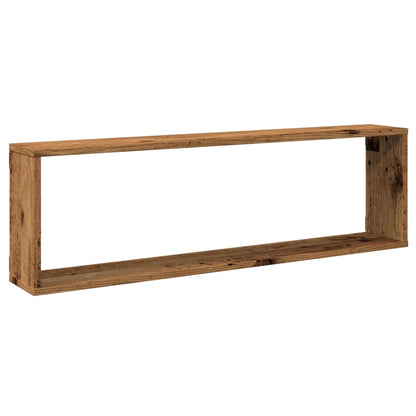 Mensole Parete a Cubo 2 pz Legno Vecchio 100x15x30cm Truciolato