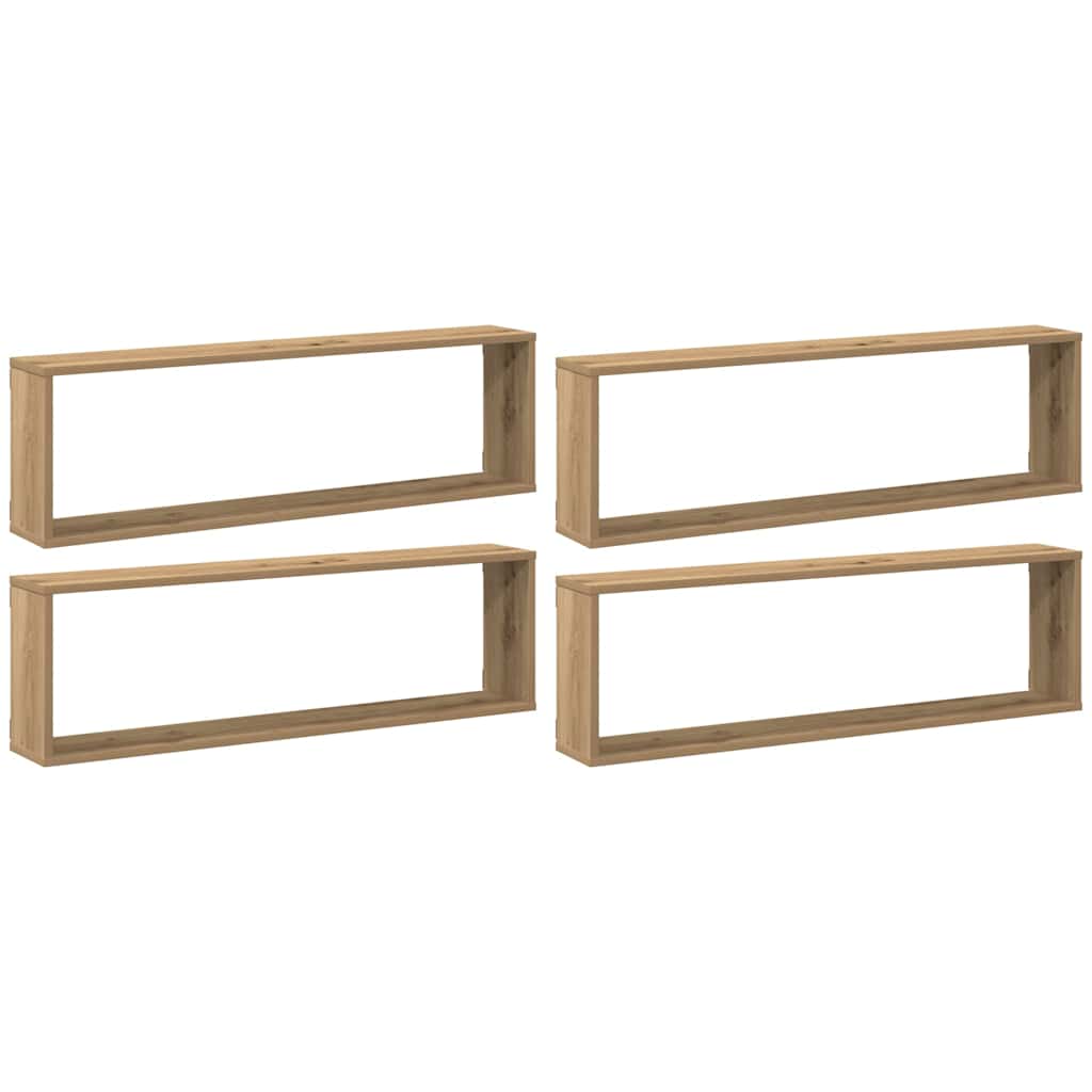 Mensole Parete a Cubo 4 pz Artigianale 100x15x30 cm Truciolato