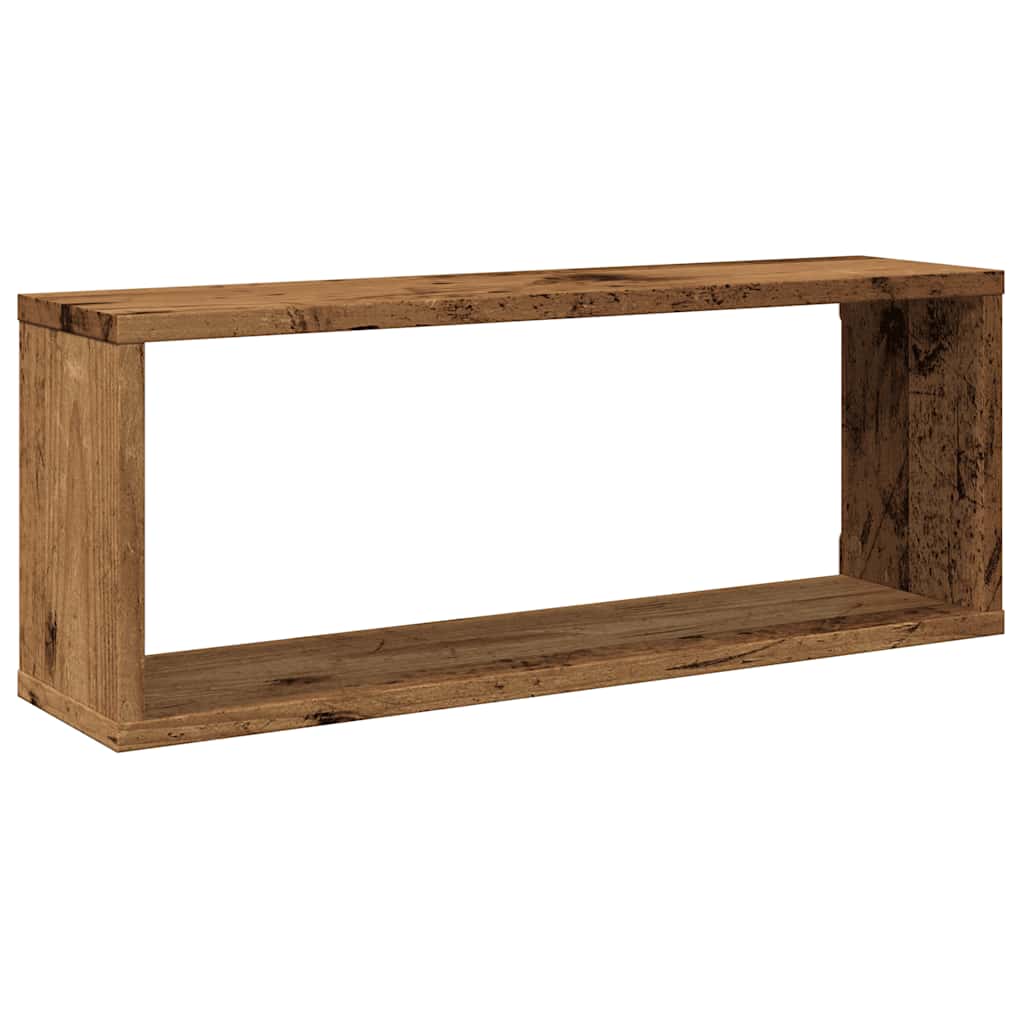 Mensole a Cubo Muro 2 pz Legno Antico 60x15x23 cm in Truciolato