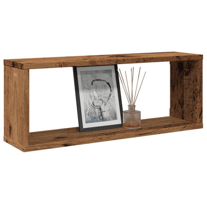 Mensole a Cubo Muro 4 pz Legno Antico 60x15x23 cm in Truciolato