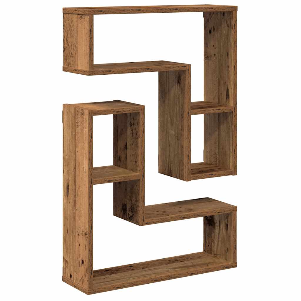 Mensole a Cubo Muro 2 pz Legno Antico 50x15x50 cm in Truciolato
