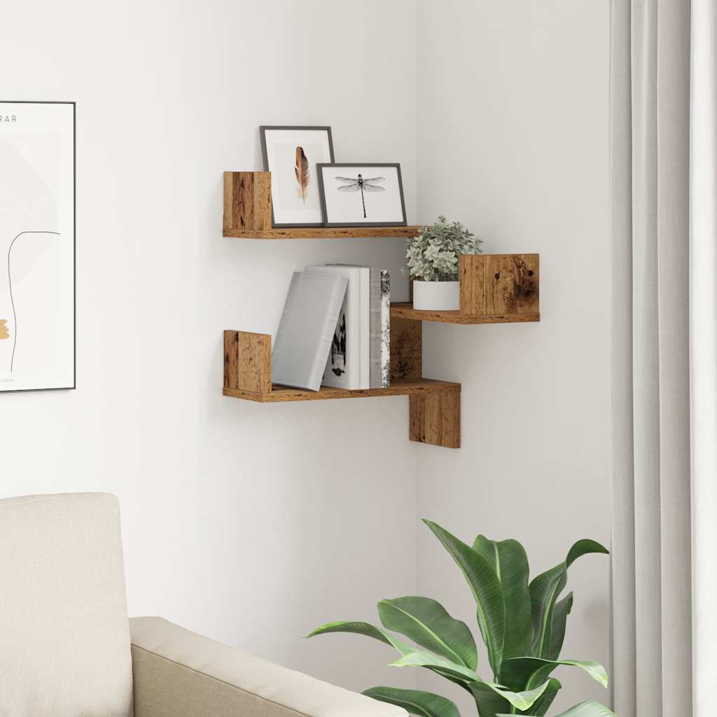 Scaffale Angolare Muro Legno Antico 40x40x49,5 cm Truciolato