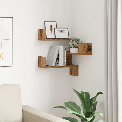 Scaffale Angolare Muro Legno Antico 40x40x49,5 cm Truciolato