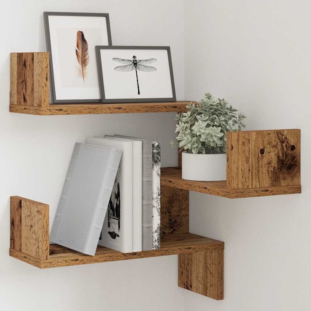 Scaffale Angolare Muro Legno Antico 40x40x49,5 cm Truciolato