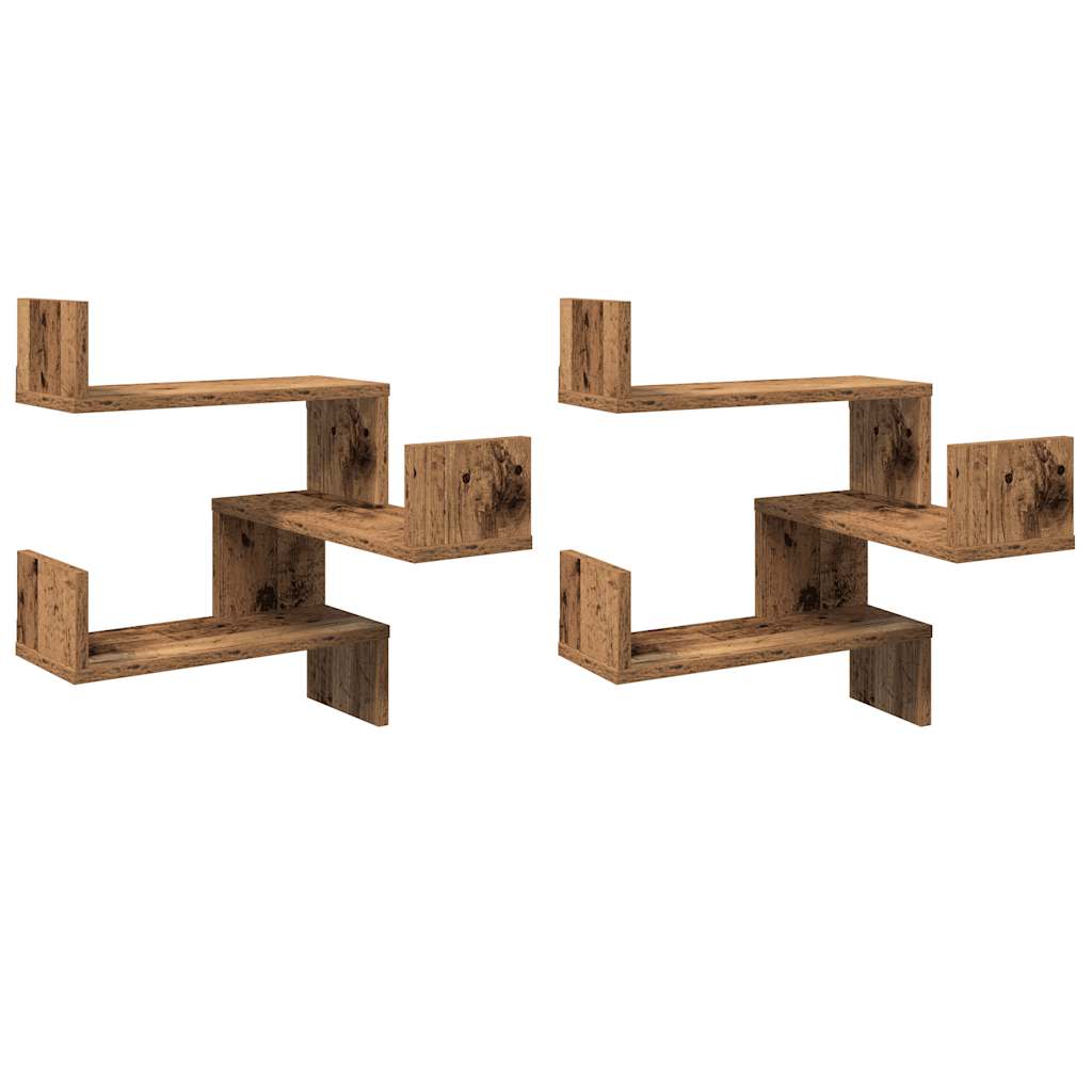 Mensole Angolari 2pz Legno Antico 40x40x49,5 cm in Truciolato