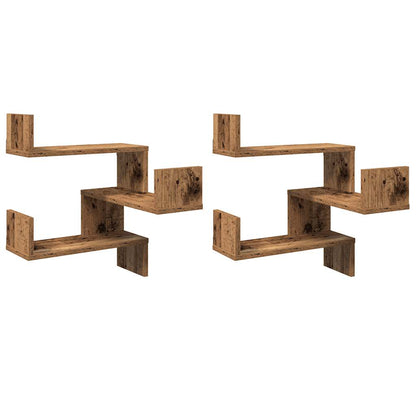 Mensole Angolari 2pz Legno Antico 40x40x49,5 cm in Truciolato