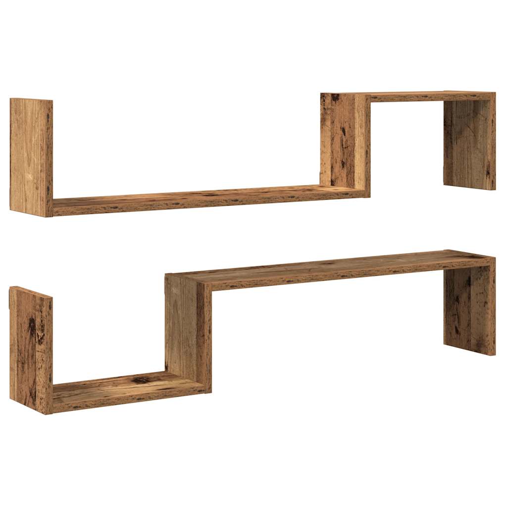 Scaffali da Parete 2 pz Legno Antico 100x15x20 cm Multistrato
