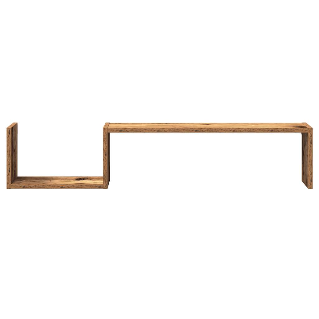 Scaffali da Parete 2 pz Legno Antico 100x15x20 cm Multistrato