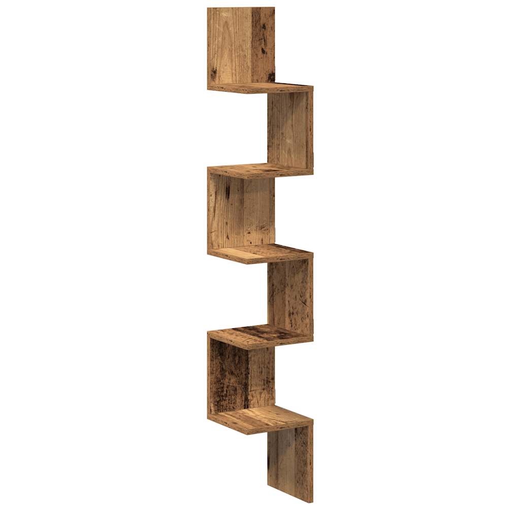 Mensola Angolare Legno Antico 20x20x127,5 cm Legno Multistrato