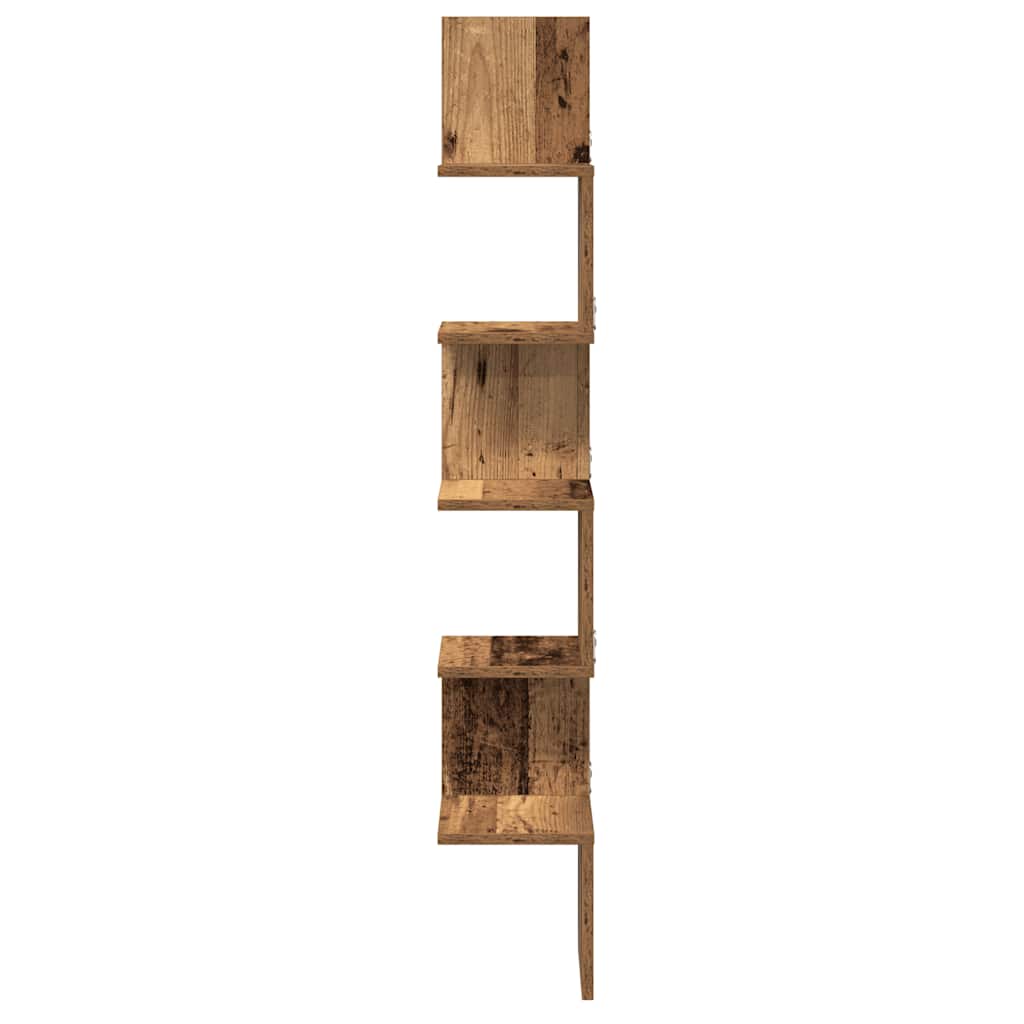 Mensola Angolare Legno Antico 20x20x127,5 cm Legno Multistrato