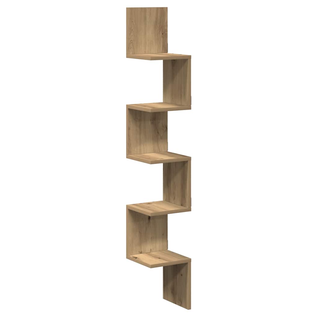 Scaffale Angolare Muro Artigianale 20x20x127,5 cm in Truciolato