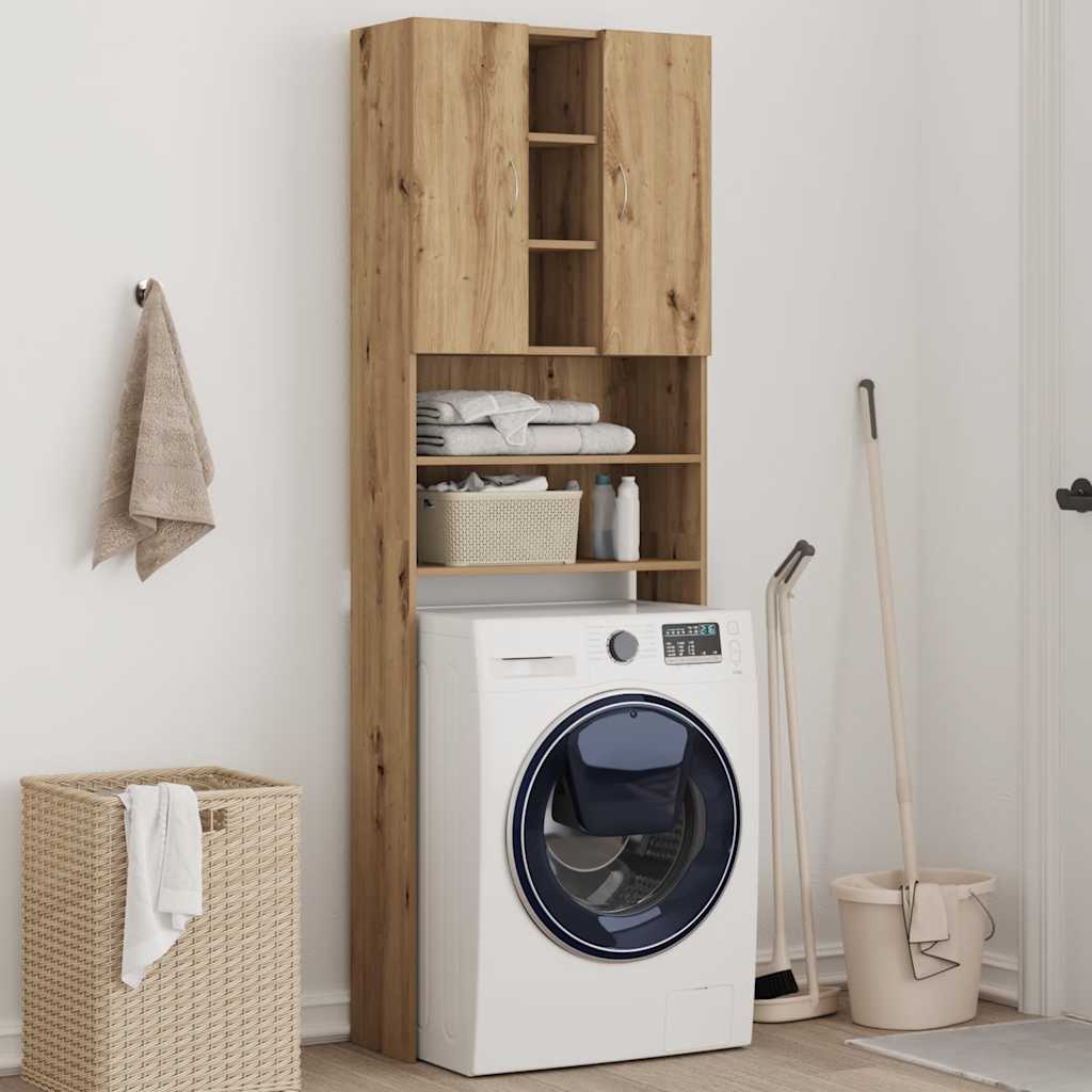 Mobile per Lavatrice Rovere Artigianale 64x25,5x190 cm