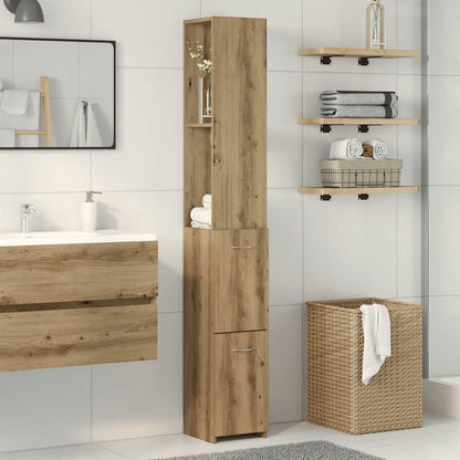 Armadietto Bagno Rovere 25x25x170 cm Legno Multistrato