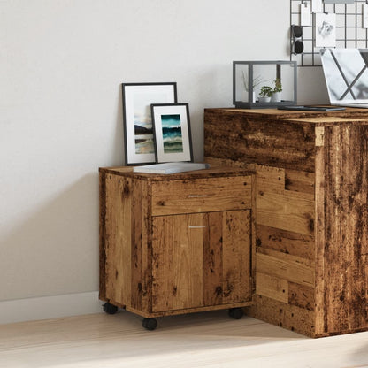 Armadietto con Ruote Legno Antico 45x38x54 cm Legno Multistrato