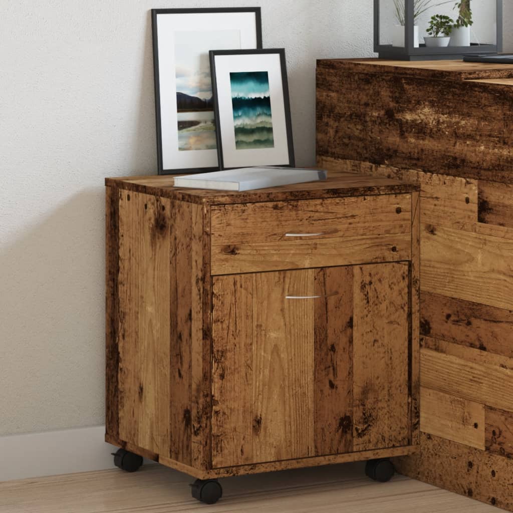 Armadietto con Ruote Legno Antico 45x38x54 cm Legno Multistrato