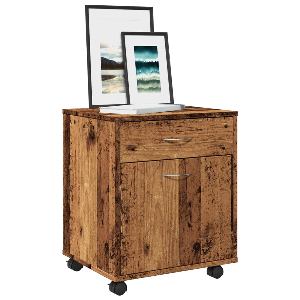 Armadietto con Ruote Legno Antico 45x38x54 cm Legno Multistrato