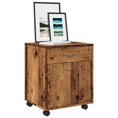 Armadietto con Ruote Legno Antico 45x38x54 cm Legno Multistrato