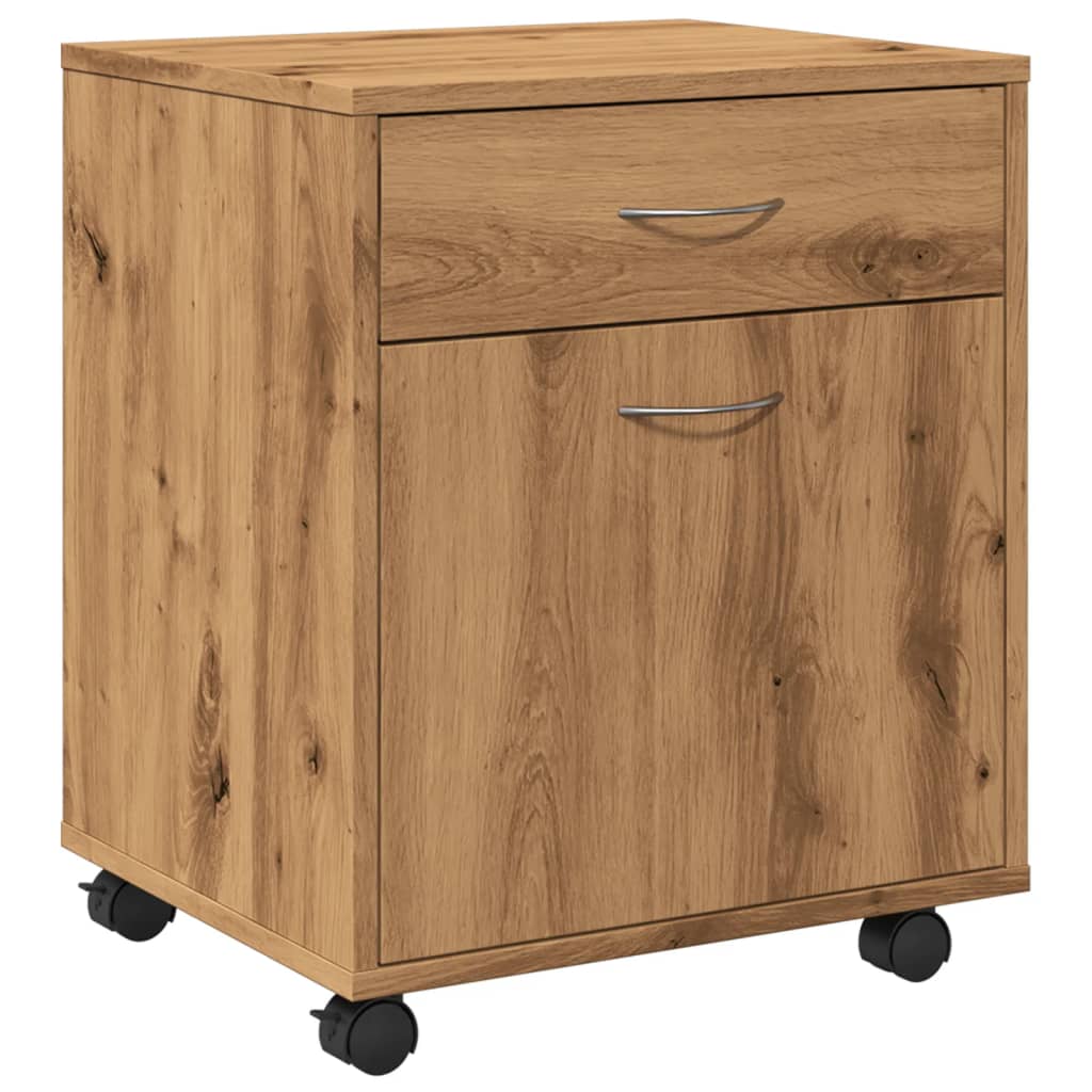 Armadietto con Ruote Rovere Artigianale 45x38x54 cm Truciolato