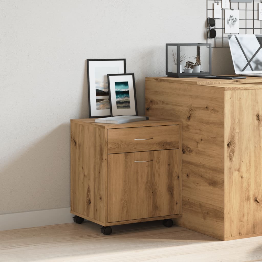 Armadietto con Ruote Rovere Artigianale 45x38x54 cm Truciolato