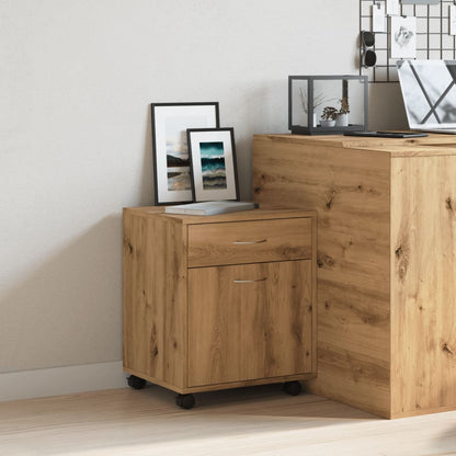 Armadietto con Ruote Rovere Artigianale 45x38x54 cm Truciolato