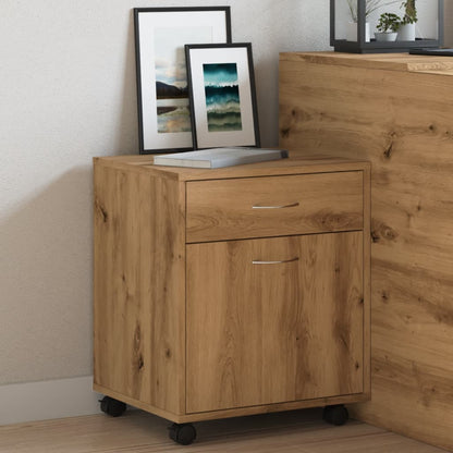 Armadietto con Ruote Rovere Artigianale 45x38x54 cm Truciolato