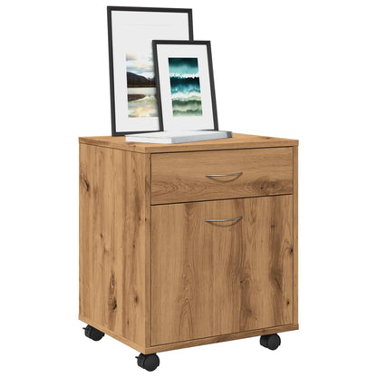 Armadietto con Ruote Rovere Artigianale 45x38x54 cm Truciolato
