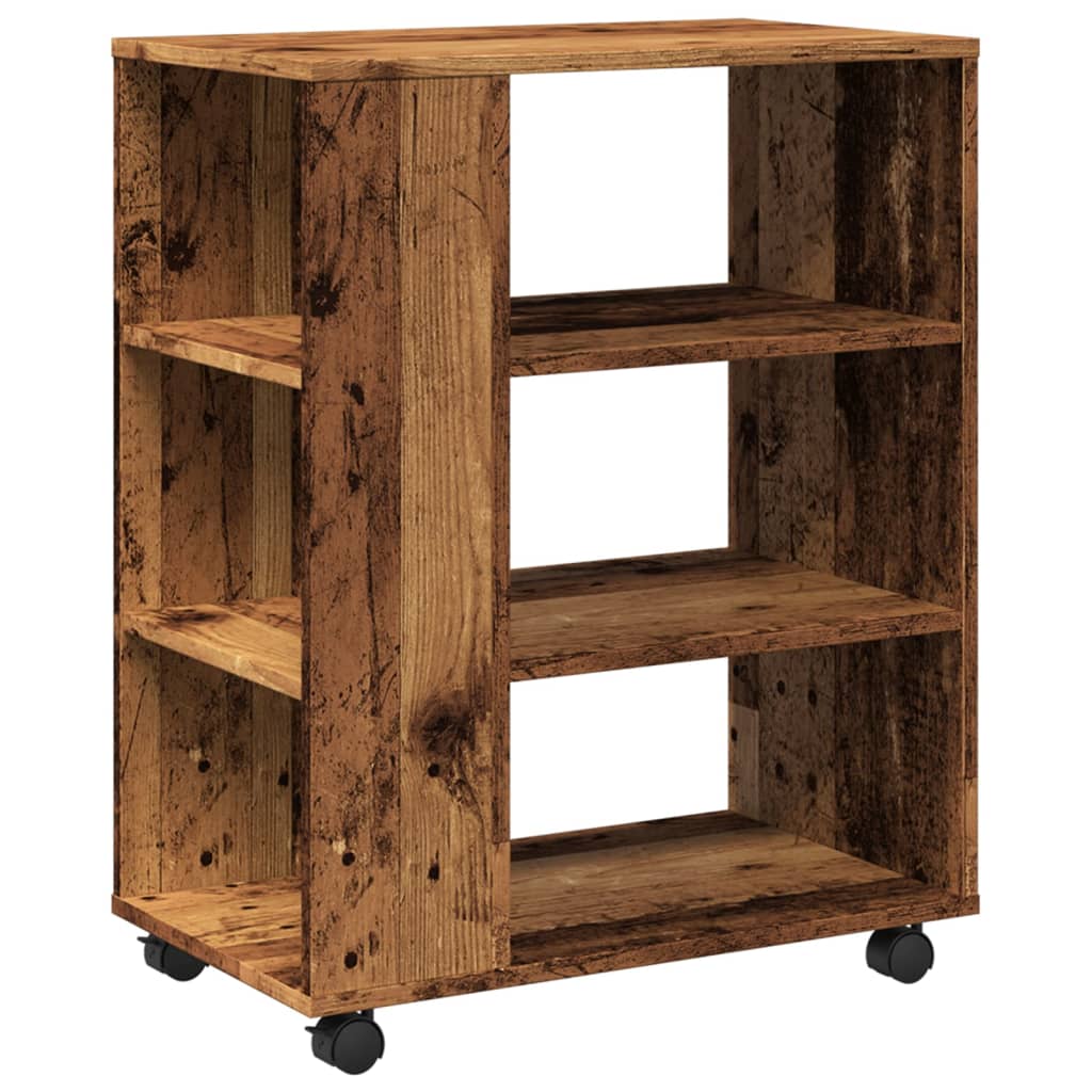 Mobiletto con Ruote Legno Antico 60x35x75 cm Legno Multistrato