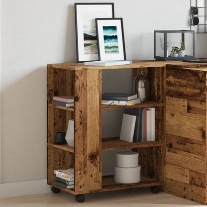 Mobiletto con Ruote Legno Antico 60x35x75 cm Legno Multistrato