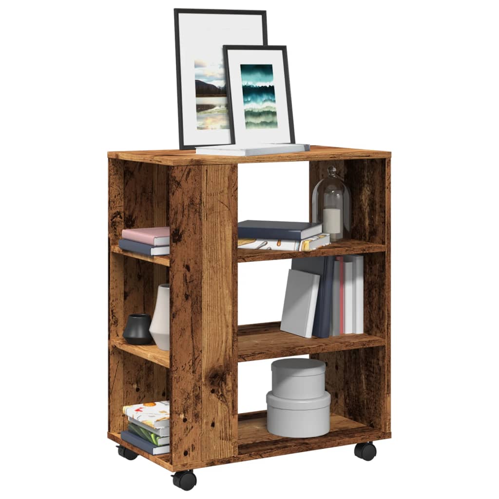 Mobiletto con Ruote Legno Antico 60x35x75 cm Legno Multistrato