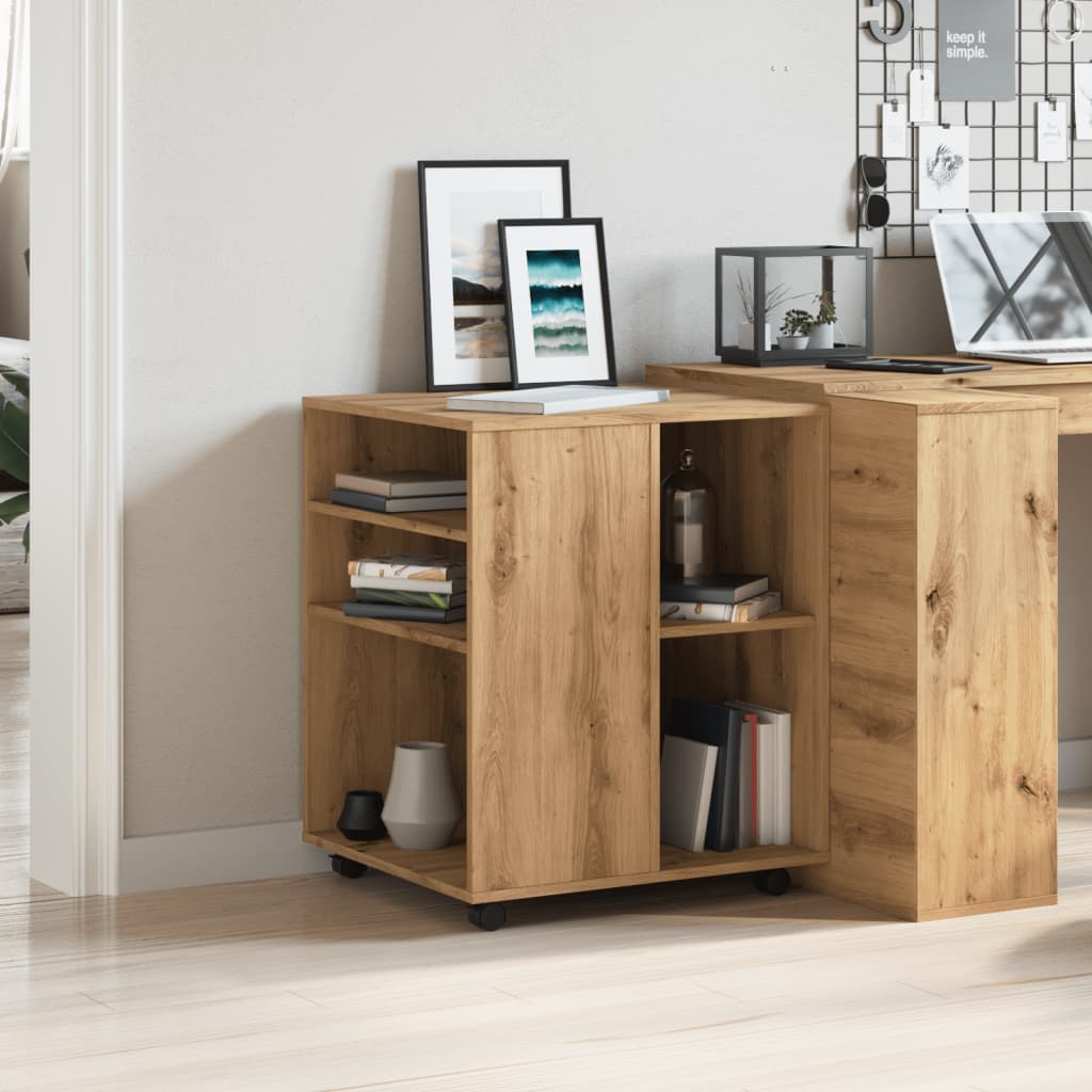 Armadietto con Ruote Rovere Artigianale 60x53x72 cm Truciolato