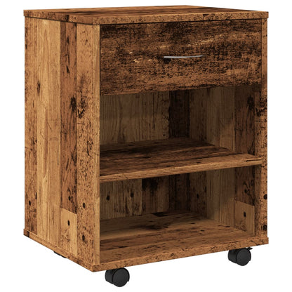 Mobiletto con Ruote Legno Antico 46x36x59 cm in Truciolato