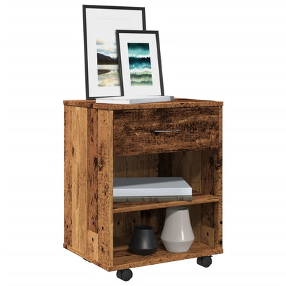 Mobiletto con Ruote Legno Antico 46x36x59 cm in Truciolato