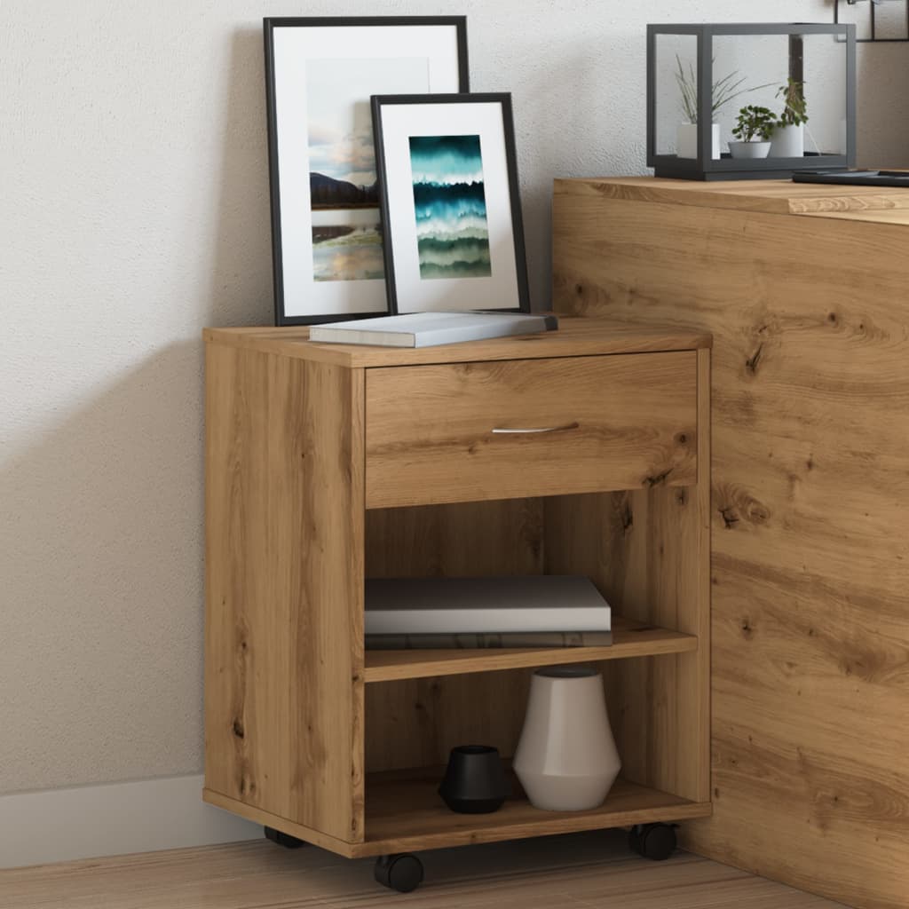 Armadietto con Ruote Rovere Artigianale 46x36x59 cm Truciolato