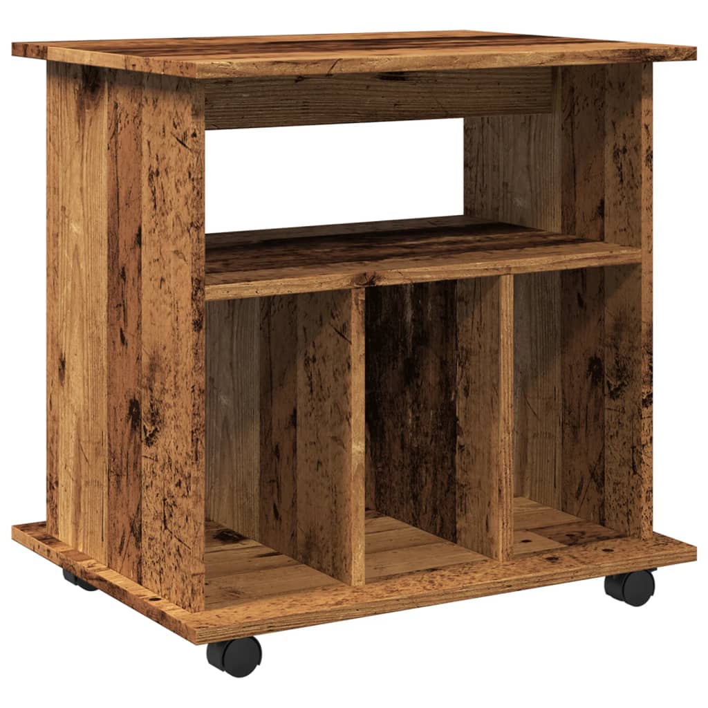 Armadietto con Ruote Legno Antico 60x45x60 cm Legno Multistrato