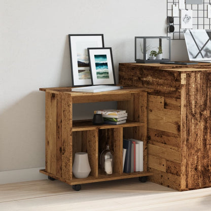 Armadietto con Ruote Legno Antico 60x45x60 cm Legno Multistrato