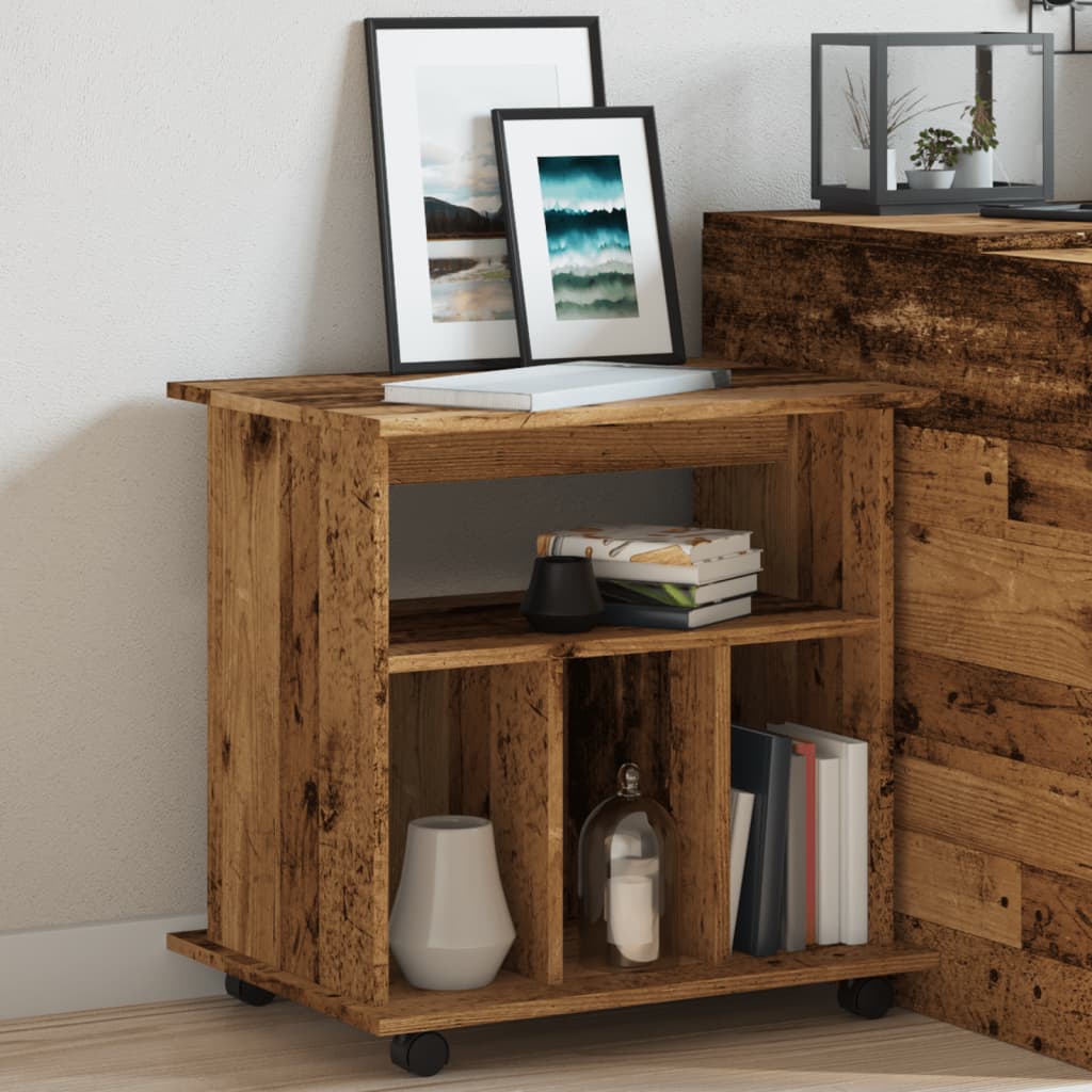 Armadietto con Ruote Legno Antico 60x45x60 cm Legno Multistrato