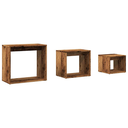 Tavolini Impilabili 3 pz Legno Antico in Legno Multistrato