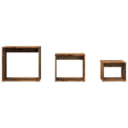 Tavolini Impilabili 3 pz Legno Antico in Legno Multistrato