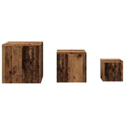 Tavolini 3 pz Legno Antico in Legno Multistrato