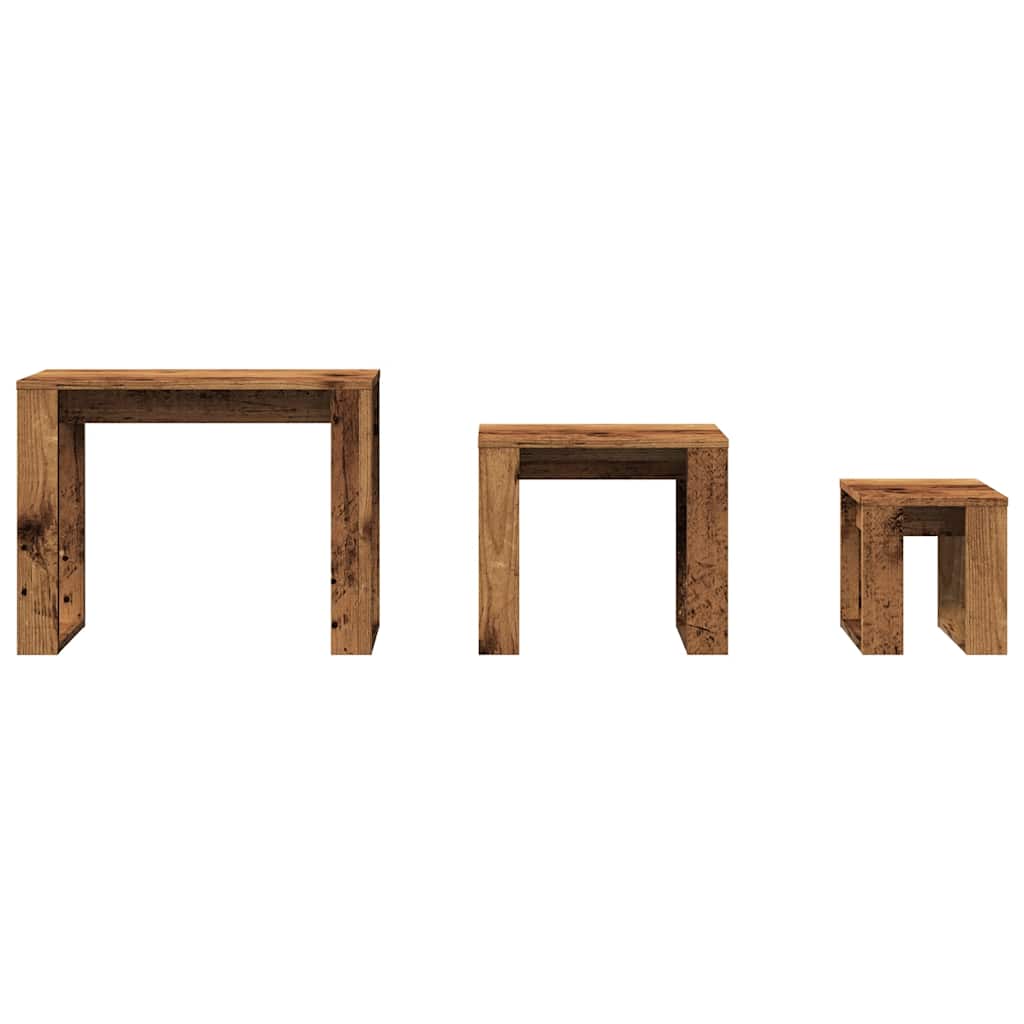 Nido di Tavoli 3 pz Legno Antico in Legno Multistrato