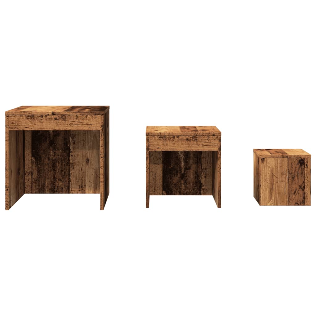 Tavolini Impilabili 3 pz Legno Antico in Legno Multistrato