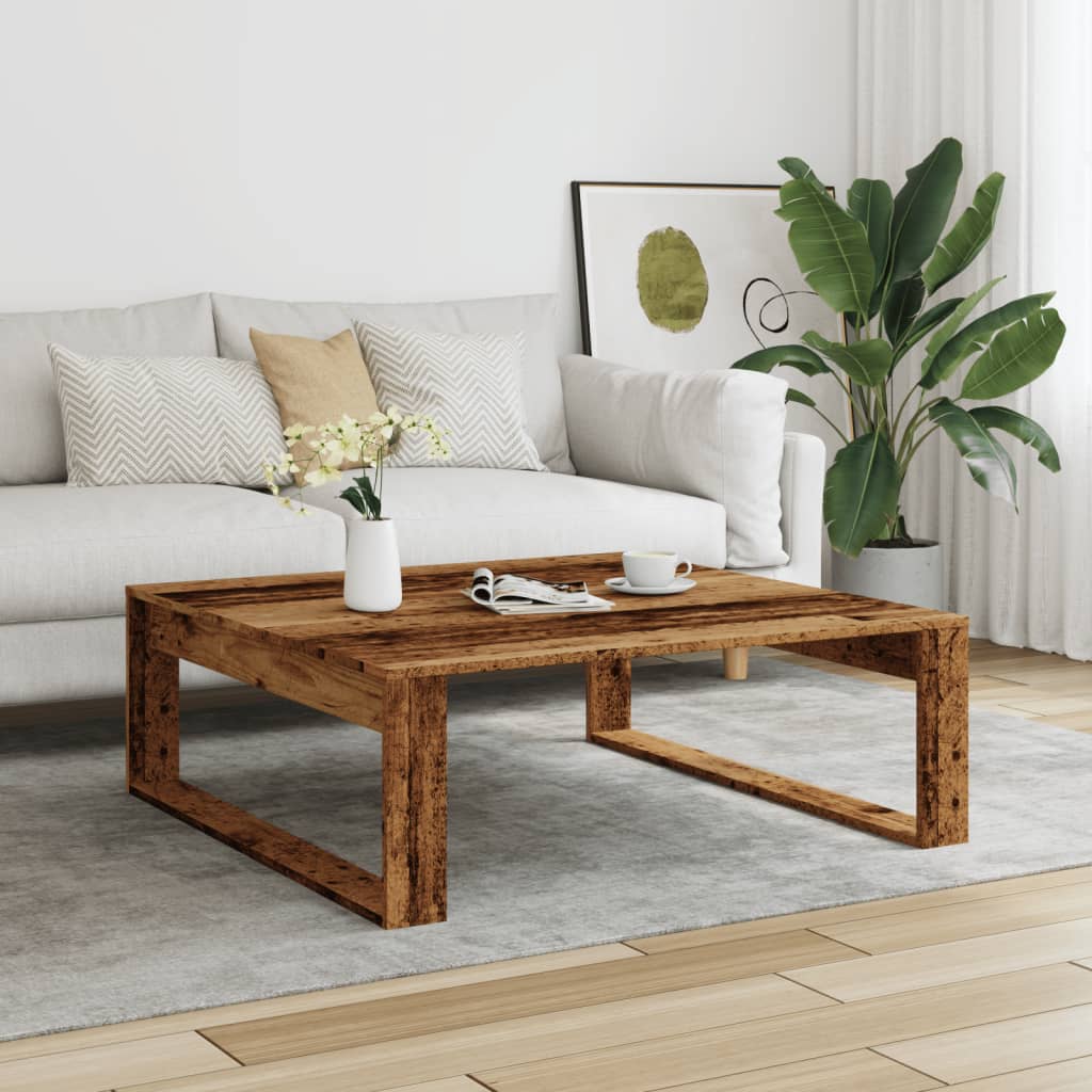 Tavolino Salotto Legno Antico 100x100x35 cm in Truciolato