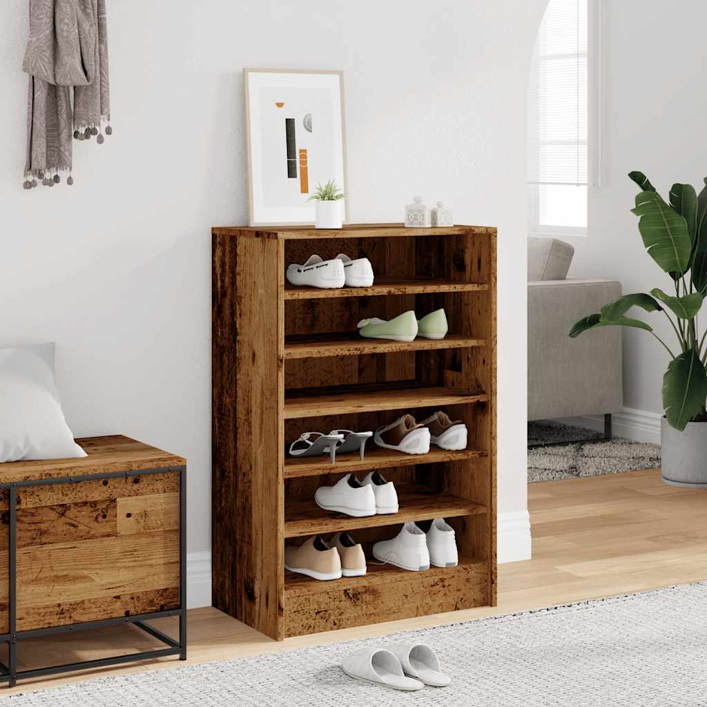 Scarpiera Legno Antico 60x35x92 cm in Legno Multistrato